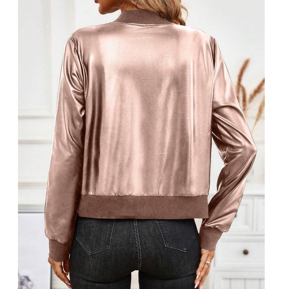 Luxe Zip up Oversized Bomber Jacket - Picture 3 of 7